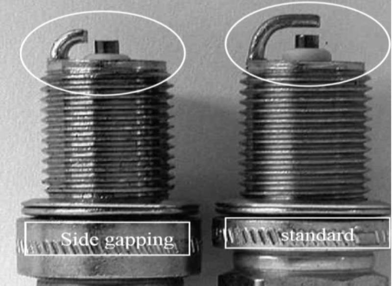 File:Side gap vs standard gap spark plug.png